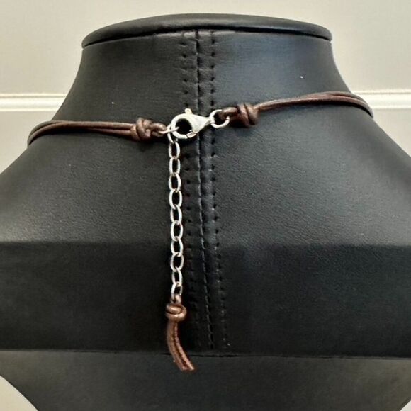 Silpada N1257 Brown Leather Coin Pearl Necklace Sterling Silver 925 - Picture 3 of 3